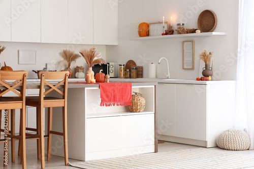 Interior of light kitchen w...
