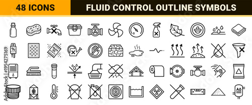 Ultra-Minimalist Geometric Liquid Restriction Symbols and Fluid Safety Outline Icons for Industrial Packaging and Hazard Warning Information Design