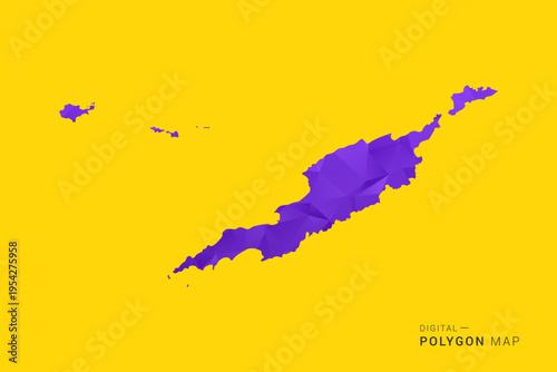Anguilla Map - Low poly polygon map in vibrant purple gradient on bold yellow background, modern minimal geometric style, clean digital vector illustration.