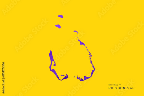 Cocos Islands Map - Low poly polygon map in vibrant purple gradient on bold yellow background, modern minimal geometric style, clean digital vector illustration.