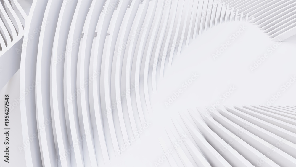 Obraz premium Abstract Curved Shapes. White Circular Background.