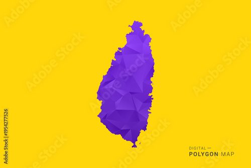 Saint Lucia Map - Low poly polygon map in vibrant purple gradient on bold yellow background, modern minimal geometric style, clean digital vector illustration.