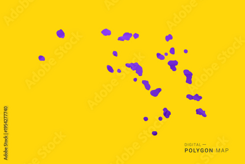 Marshall Islands Map - Low poly polygon map in vibrant purple gradient on bold yellow background, modern minimal geometric style, clean digital vector illustration.