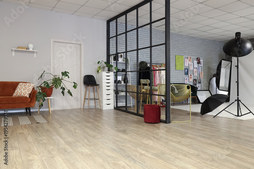 Interior of photo studio wi...