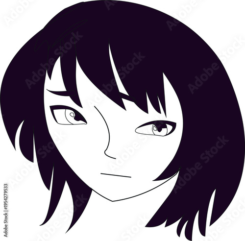 Minimalist Female Character Portrait Vector Illustration