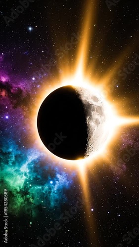 Wallpaper Mural Solar Eclipse in Space with Stars and Nebula Background for Astronomy and Science Use Torontodigital.ca