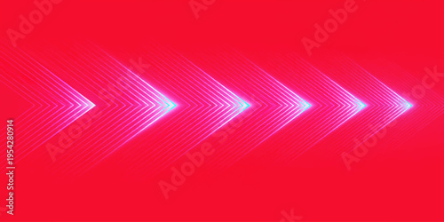 Abstract background featuring a series of bright neon glowing arrows pointing towards the right side