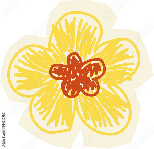 Flower Crayon Doodle Paper Cut