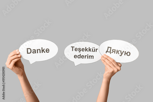 Female hands holding speech...