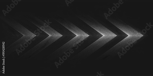 A sequence of glowing white chevron arrows pointing right against a deep black textured background