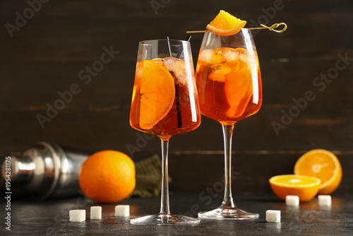 Glasses of Aperol spritz co...