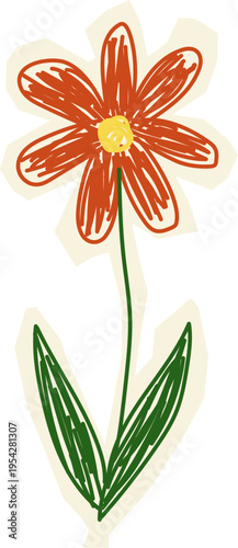 Flower Doodle With Paper Cut Crayon