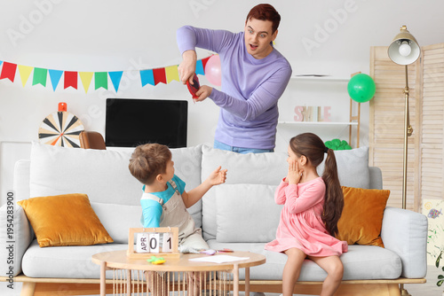 Father surprising his child...