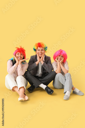 Business people in funny wi...