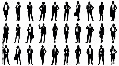 Businessman silhouettes , group of standing business men and women 
