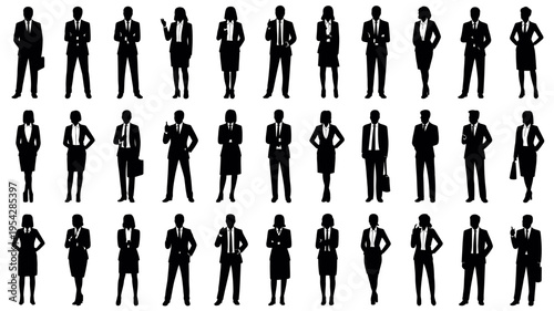 Businessman silhouettes , group of standing business men and women 
