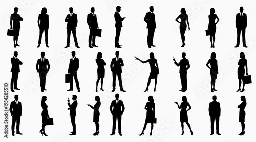 Businessman silhouettes , group of standing business men and women 
