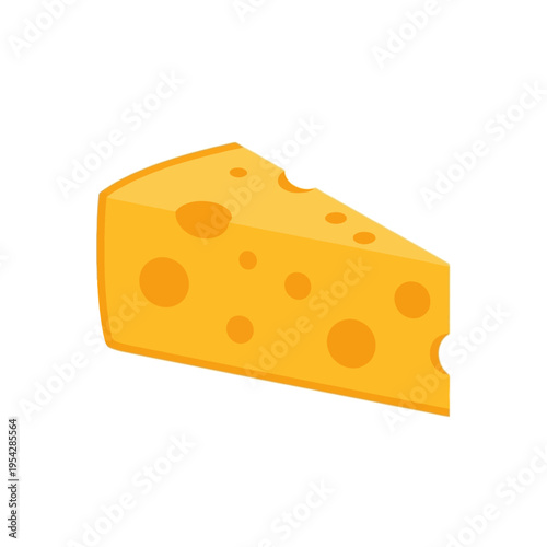 A vibrant and appealing illustration of a triangular wedge of yellow Swiss cheese, perfect for food-related designs, culinary themes, or dairy product advertisements