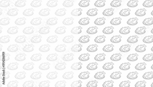 Chicken Seamless Pattern Design. Roasted Poultry Illustration Style. Repeating Whole Chicken Motif. Hand Drawn Food Pattern. Culinary Background For Packaging.