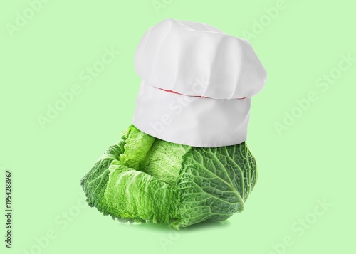 Cook hat and fresh savoy ca...