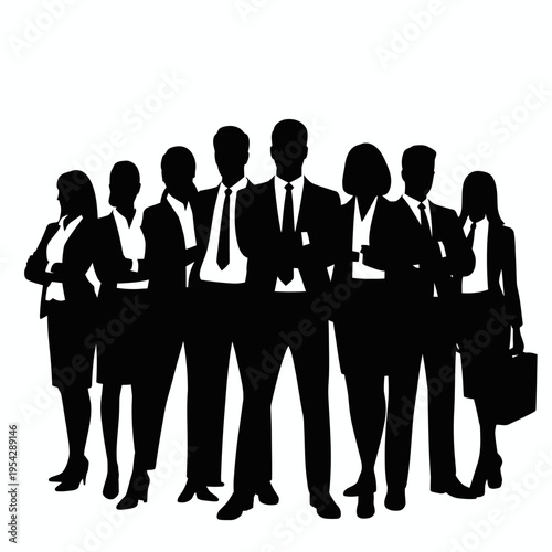 Businessman silhouettes , group of standing business men and women 
