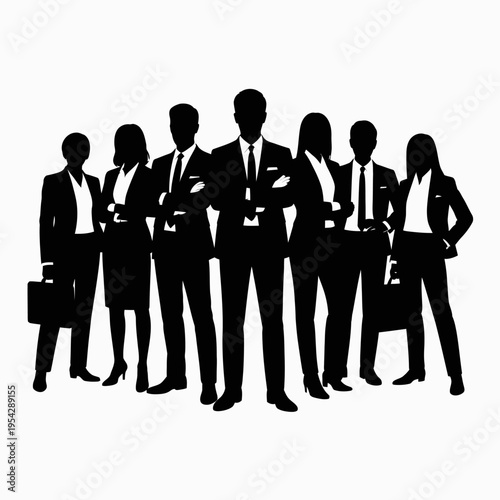 Businessman silhouettes , group of standing business men and women 
