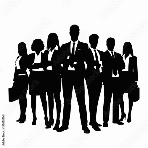 Businessman silhouettes , group of standing business men and women 
