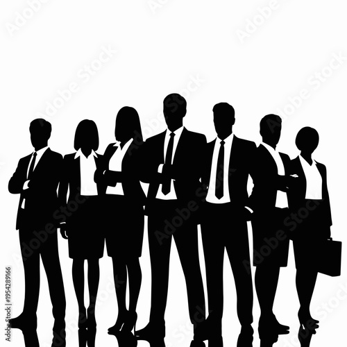 Businessman silhouettes , group of standing business men and women 
