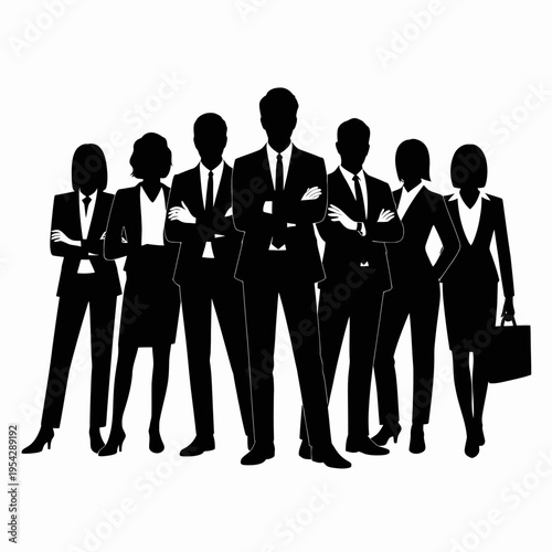 Businessman silhouettes , group of standing business men and women 

