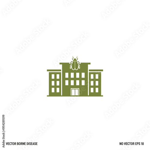 Vector-borne disease research building icon, symbol for infectious illness and public health