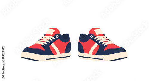 Red and Blue Sneakers Image, Photography, Sportswear, Footwear, Fashion, Casual Style