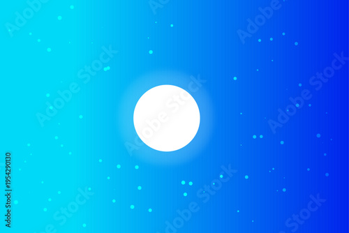 An abstract blue background featuring bubbles and circles creates a glowing space illustration of stars and planets across a dark night sky universe