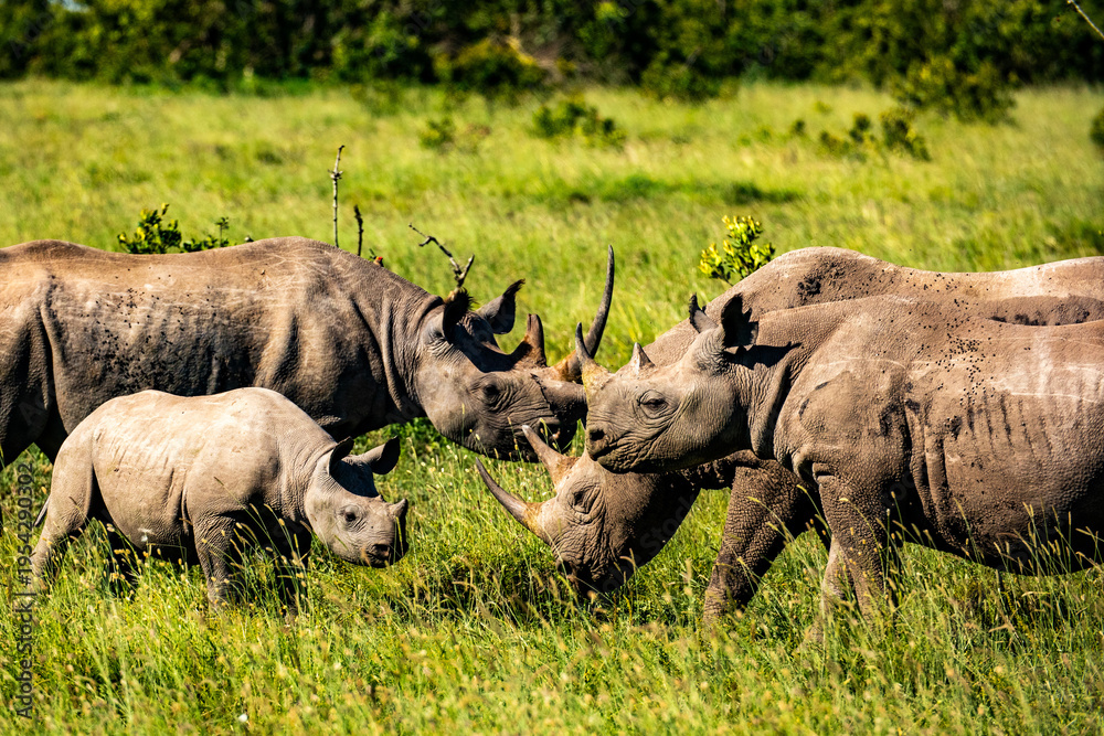 Obraz premium Rhinos in the Savanna, Kenya Safari