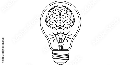 A lightbulb containing a human brain representing ideas and intelligence