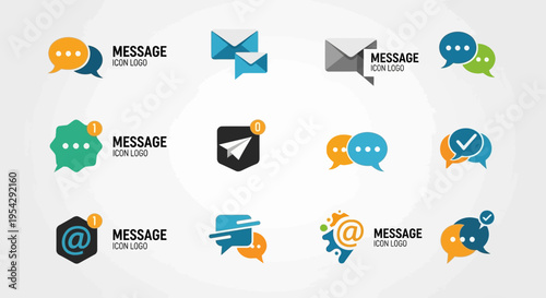 Collection of modern messaging and communication icons.