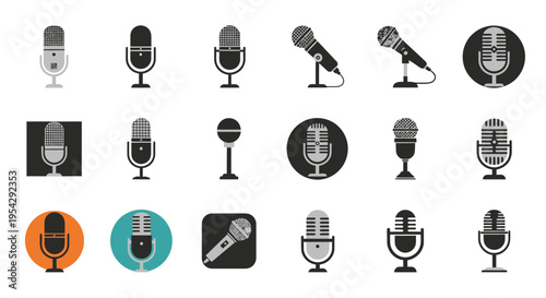 Collection of various microphone icons.