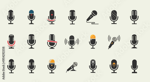 Collection of various microphone icons.