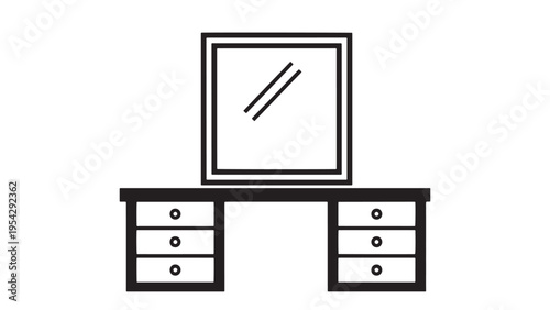 Classic Vanity Desk With Mirror And Drawer Storage Icon Illustrating Beauty Room Furniture Cosmetic Organization And Personal Care Interior Design Concept