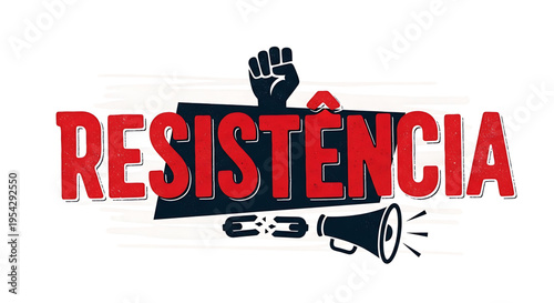 A bold vector graphic illustration of a raised fist and megaphone symbolizing resistance and activism