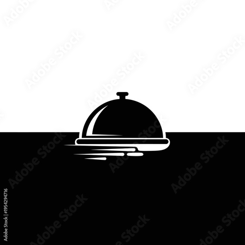 Elegant Food Serving Cloche Icon with Motion Lines.