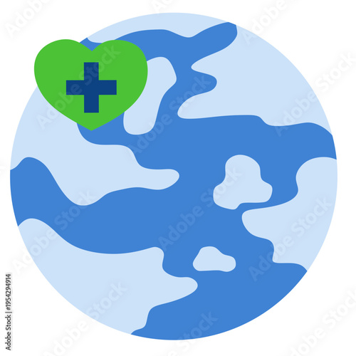 Earth globe with medical cross symbol