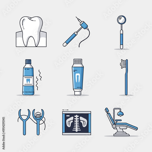 Dental Care Icons Set Vector Illustration.