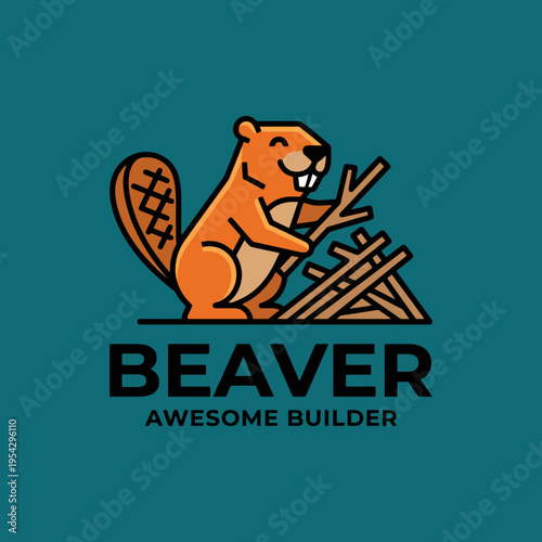 This friendly beaver logo encapsulates ingenuity and determination with a fun design, making it suitable for construction, design, or ecological brands.