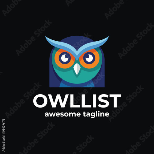 This artistic owl logo features vibrant colors and a contemporary design, symbolizing wisdom and intelligence, ideal for educational brands or products focused on knowledge.