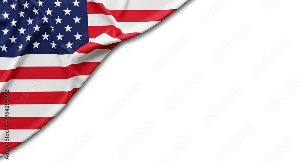 Obraz premium American flag waving isolated on white background with copy space for patriotic concepts