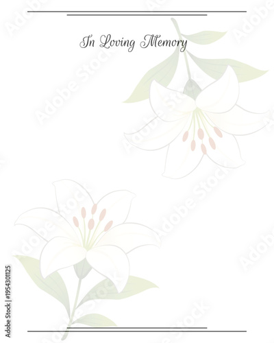 floral background with flowers for funeral invitation 
