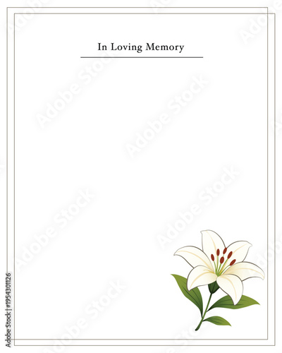 blank card with flowers for funeral invitation 