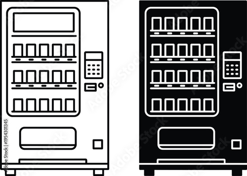 Minimal coffee beverage icon collection featuring iced drink glass with straw, steaming coffee cup, espresso machine, and tea cup in black glyph style isolated background