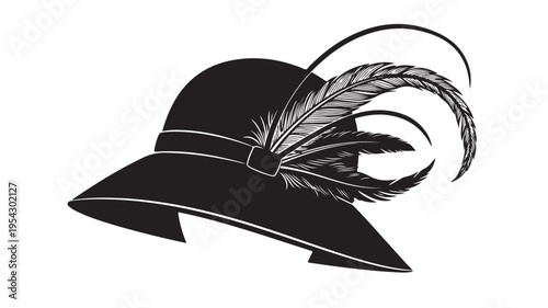 Vintage Hat with Feather – Fashion Icon Vector
