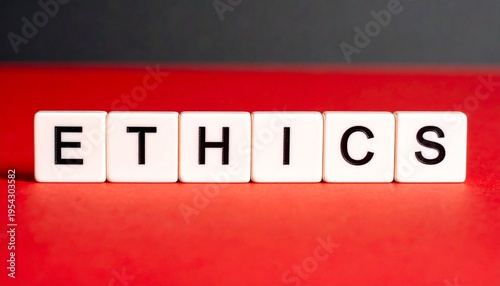 Ethics spelled on tiles dark background